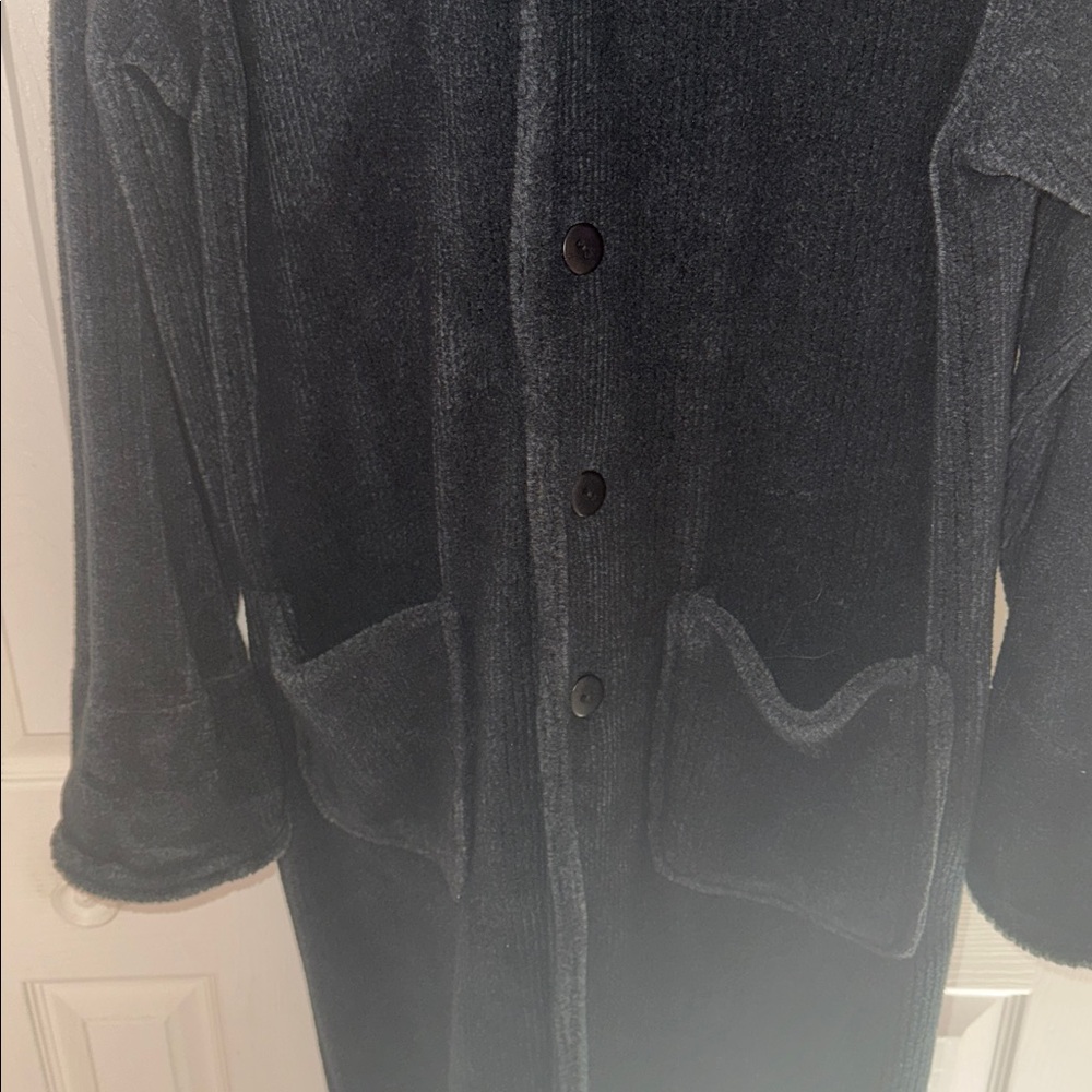 Chico's M/L Hooded button down Robe blue 🐈⬛ - Picture 4 of 6